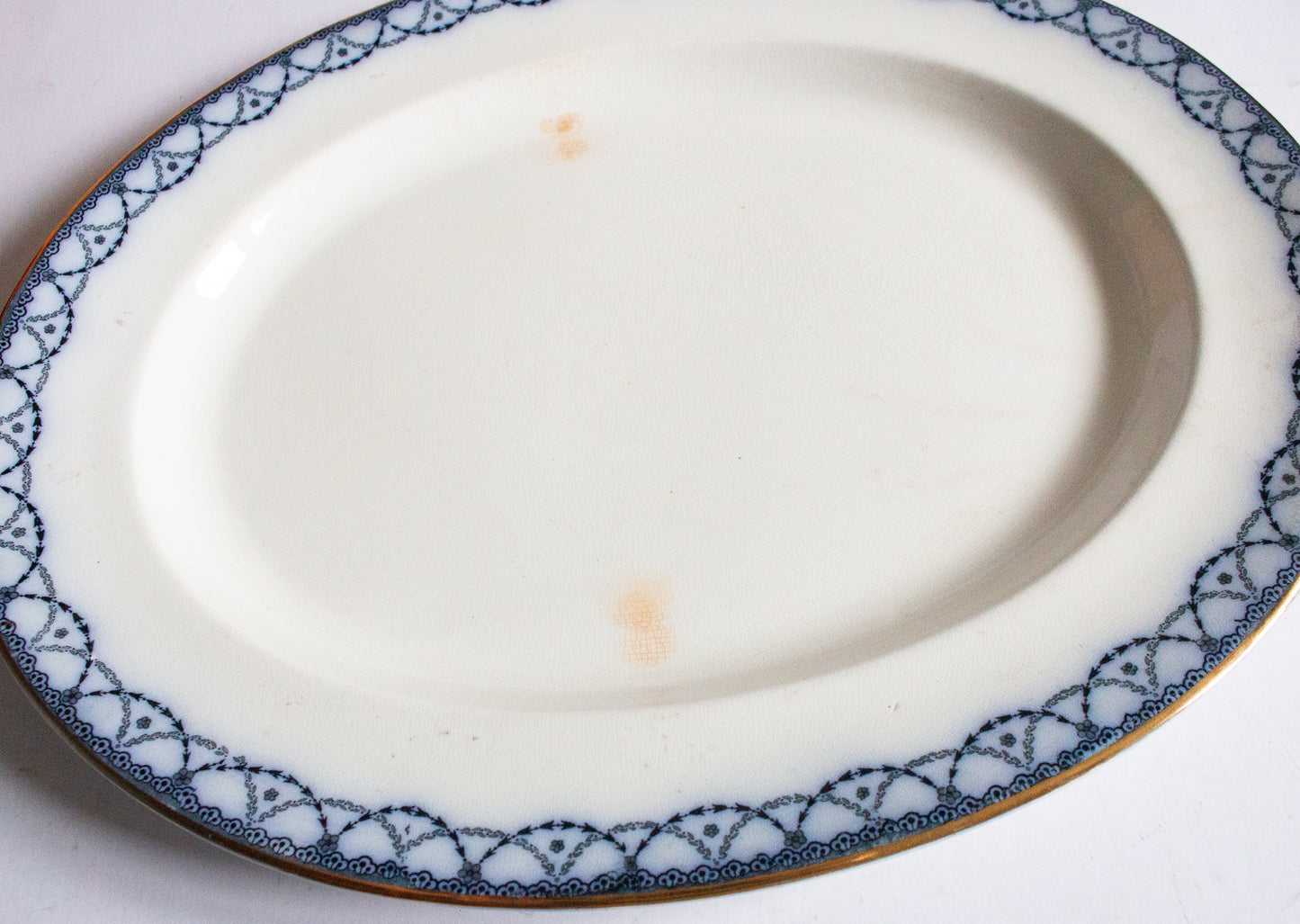 Henry Alcock & Co. Ltd. Semi Porcelain 'Laurel' Pattern Blue and White Transferware 18" Platter