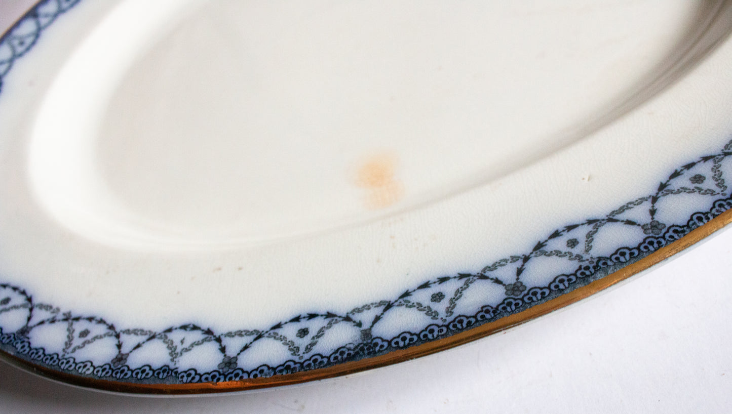 Henry Alcock & Co. Ltd. Semi Porcelain 'Laurel' Pattern Blue and White Transferware 18" Platter