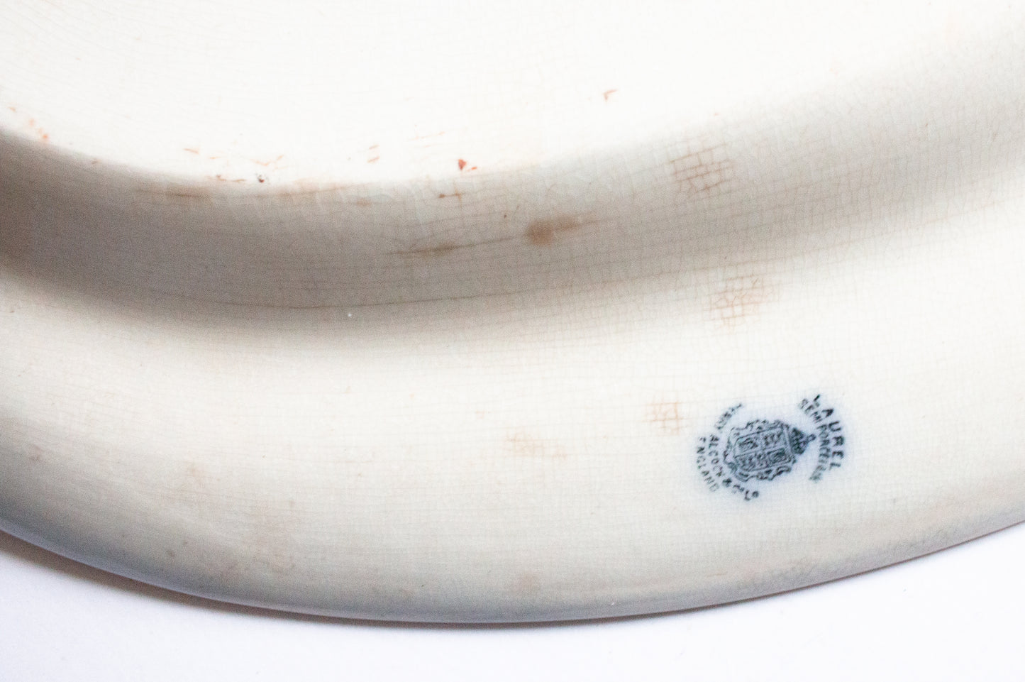 Henry Alcock & Co. Ltd. Semi Porcelain 'Laurel' Pattern Blue and White Transferware 18" Platter