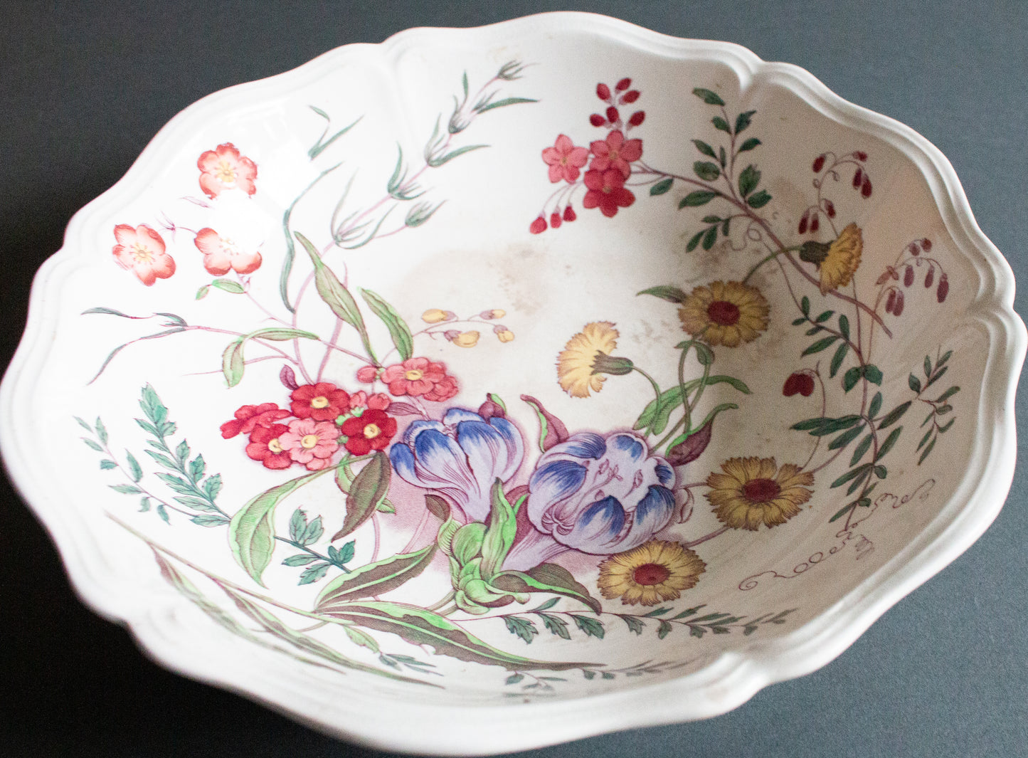 Wedgwood Etruria England Serving Bowl with Floral Detail