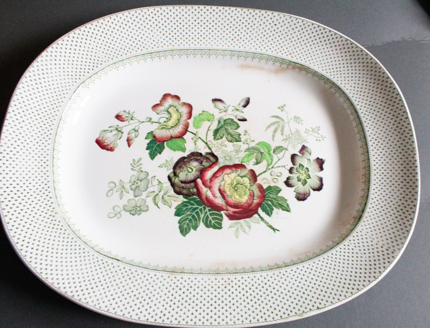 Ashworth Bros. 'Hanley' 17" Floral Transferware Ironstone Serving Platte