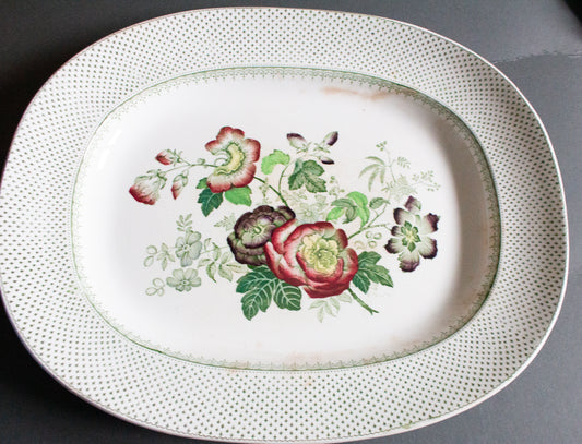 Ashworth Bros. 'Hanley' 17" Floral Transferware Ironstone Serving Platte