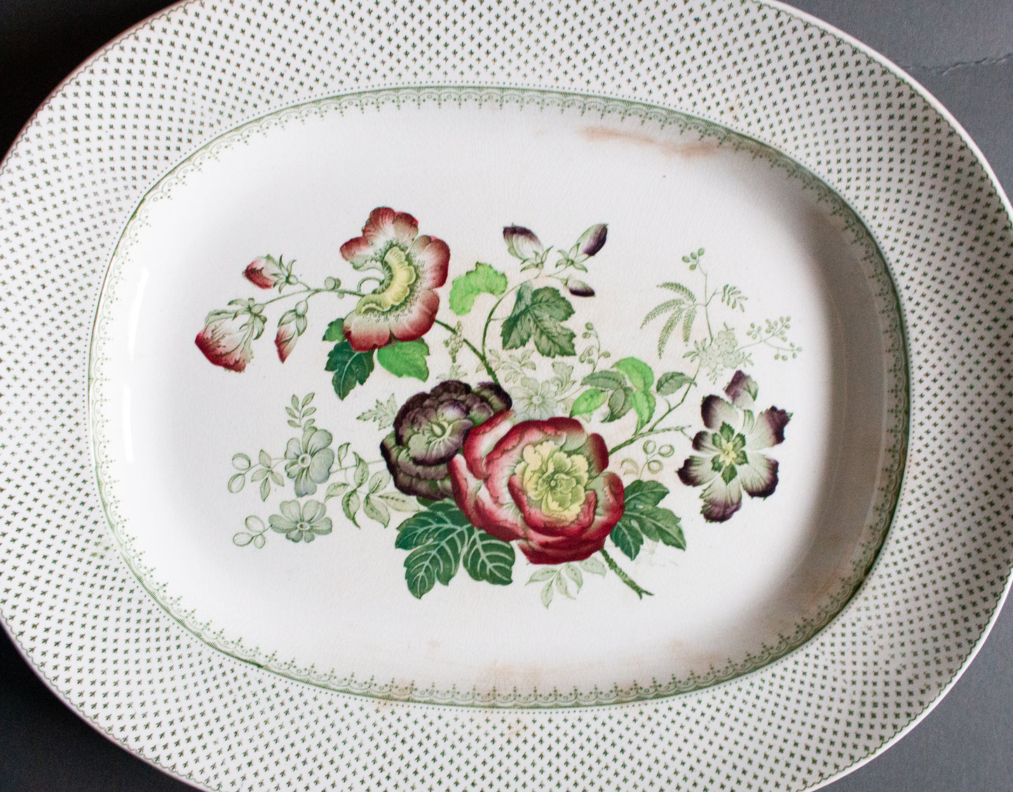 Ashworth Bros. 'Hanley' 17" Floral Transferware Ironstone Serving Platte