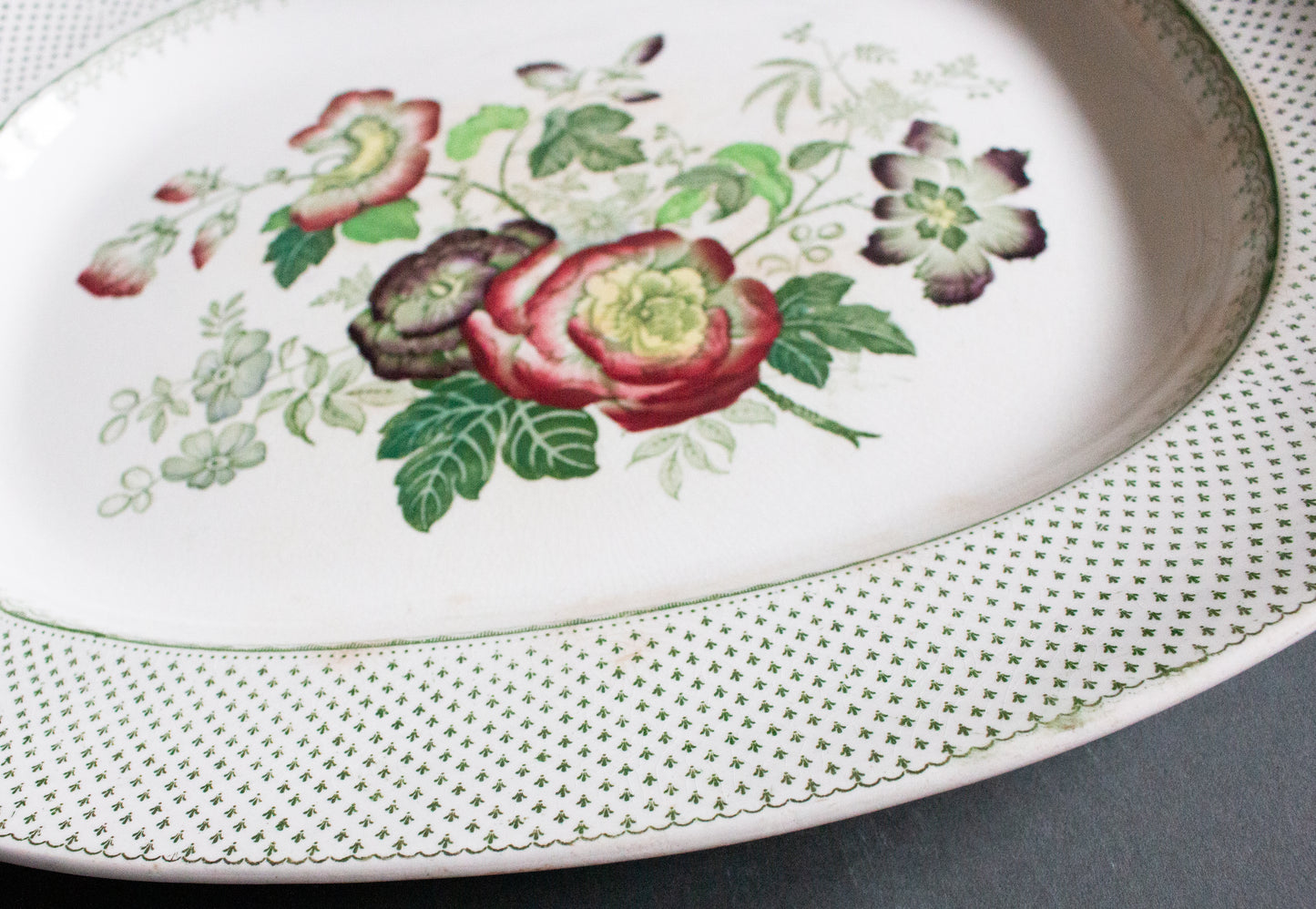 Ashworth Bros. 'Hanley' 17" Floral Transferware Ironstone Serving Platte
