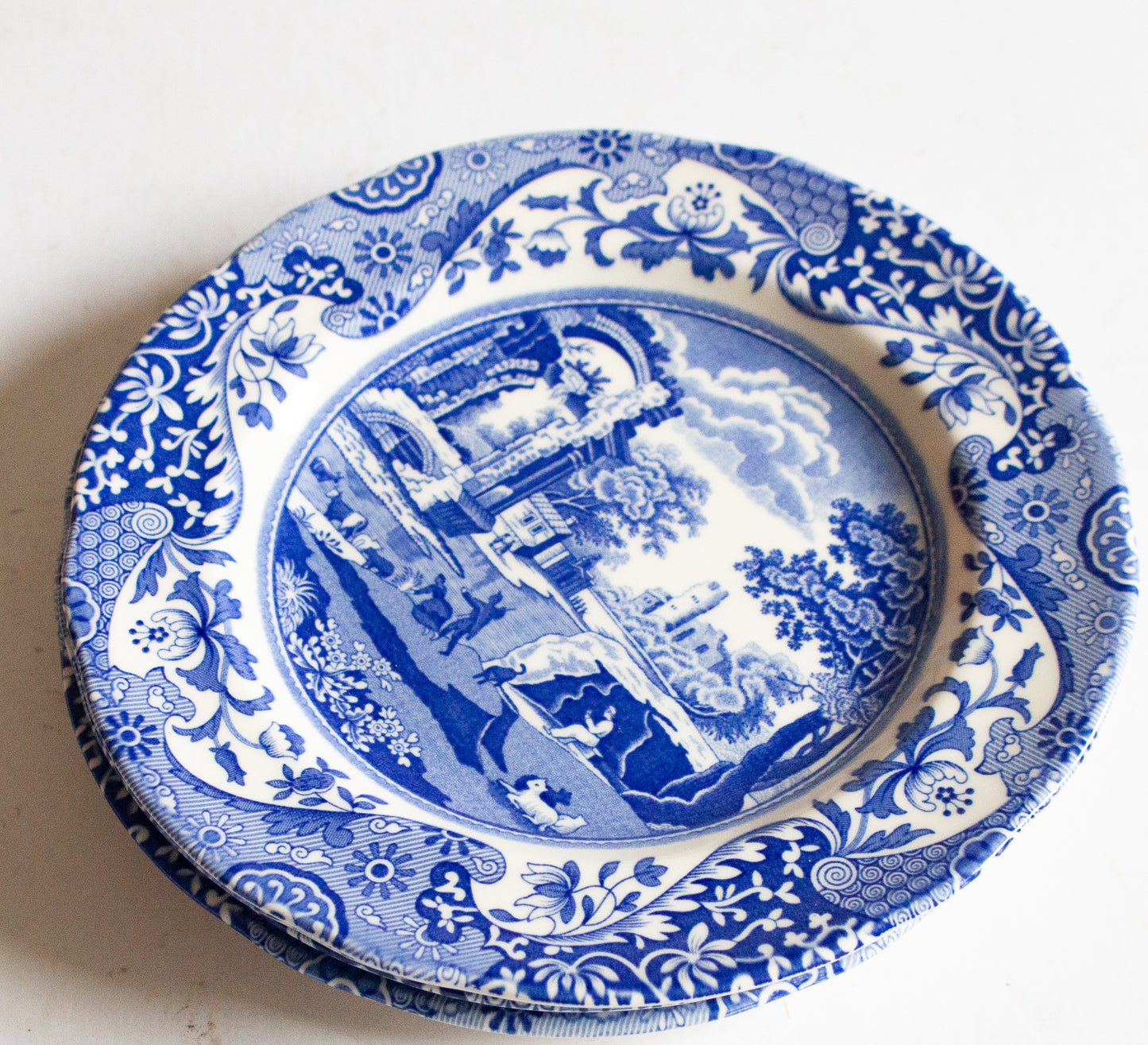 Spode 'Italian' Blue and White Transferware 7.25" Side Plates (4)