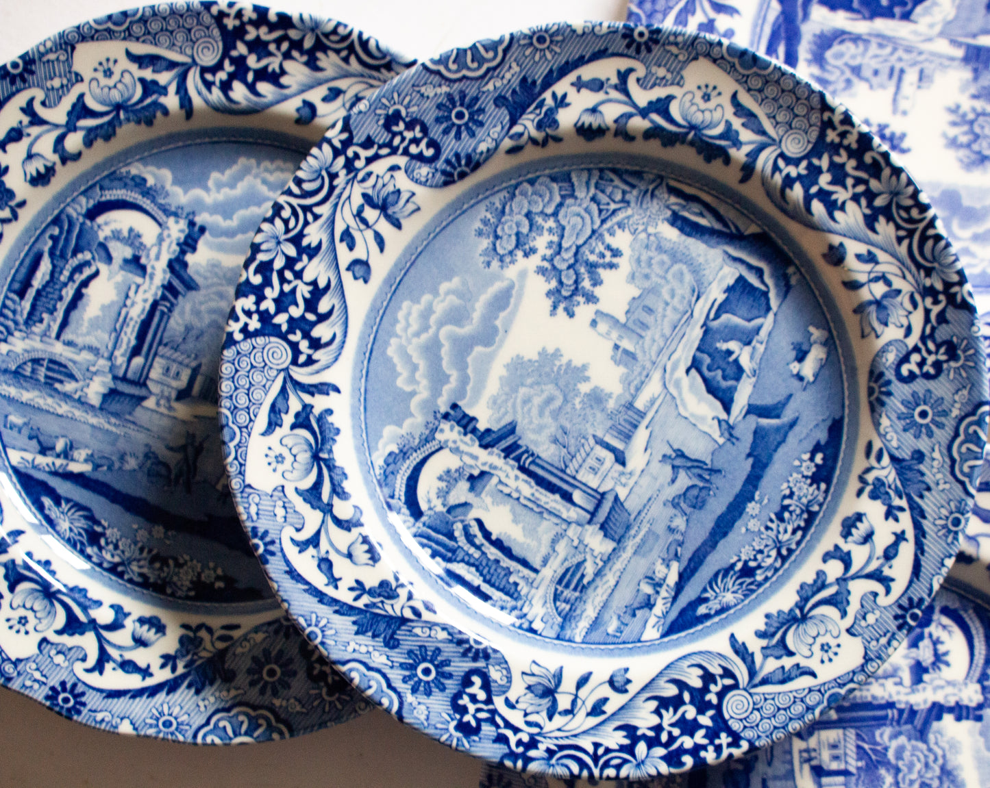 Spode 'Italian' Blue and White Transferware 7.25" Side Plates (4)
