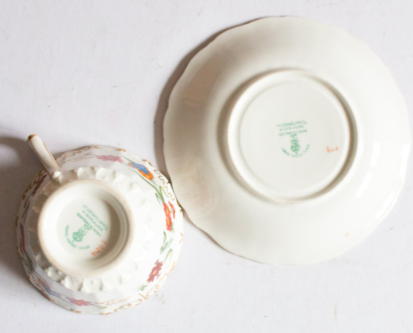 Royal Crown Derby 'Chatsworth' Pattern Floral Teacup and Saucer