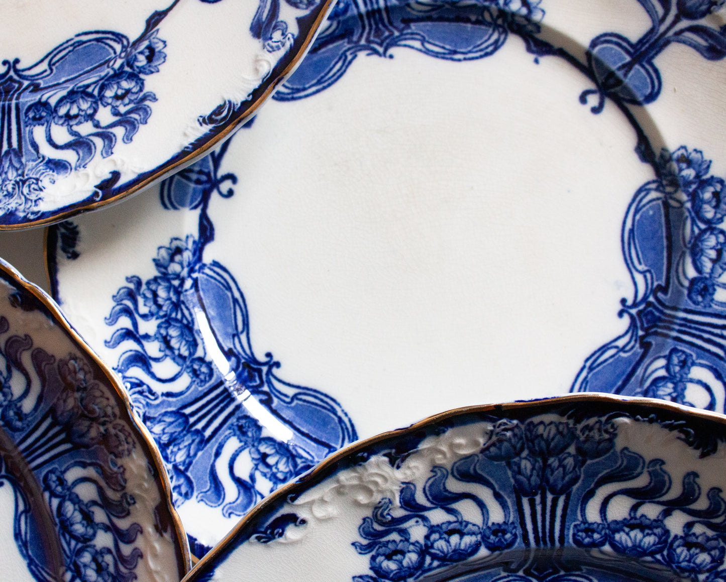 S. F. & Co. 'Nile' Pattern Flow China  10.25" Dinner Plates (4)