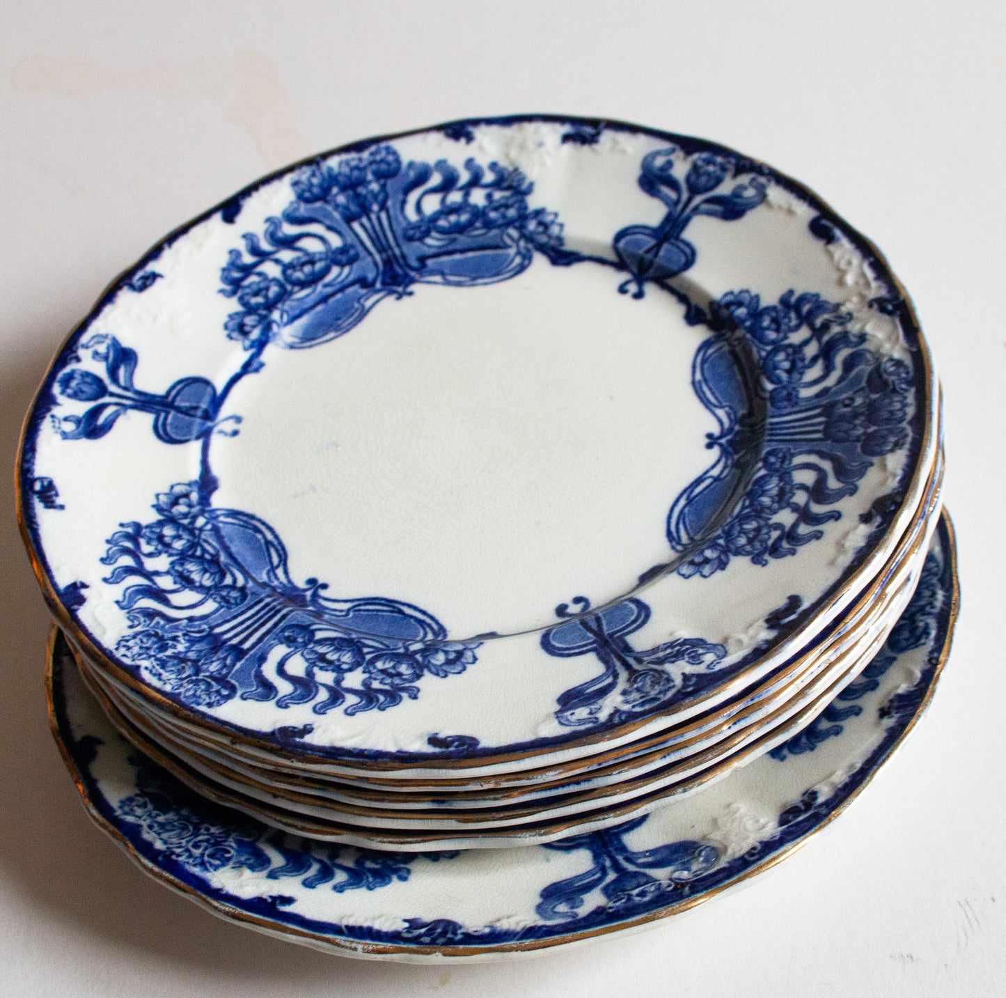 S. F. & Co. 'Nile' Pattern Flow China  7.5" Side Plates (6)