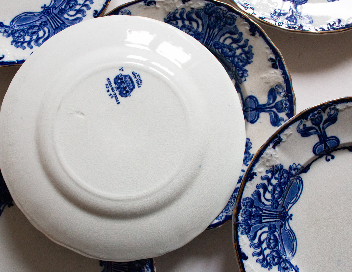 S. F. & Co. 'Nile' Pattern Flow China  7.5" Side Plates (6)