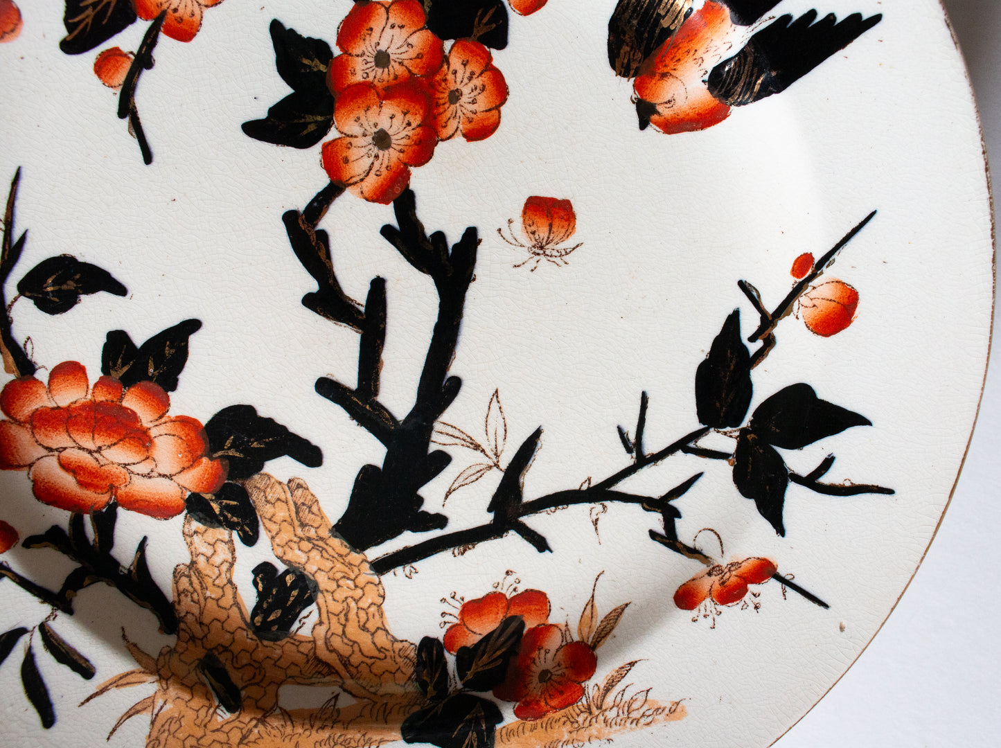 Antique Imari Pattern Black, Orange and Gold Dinner 9.75" Plates (6)
