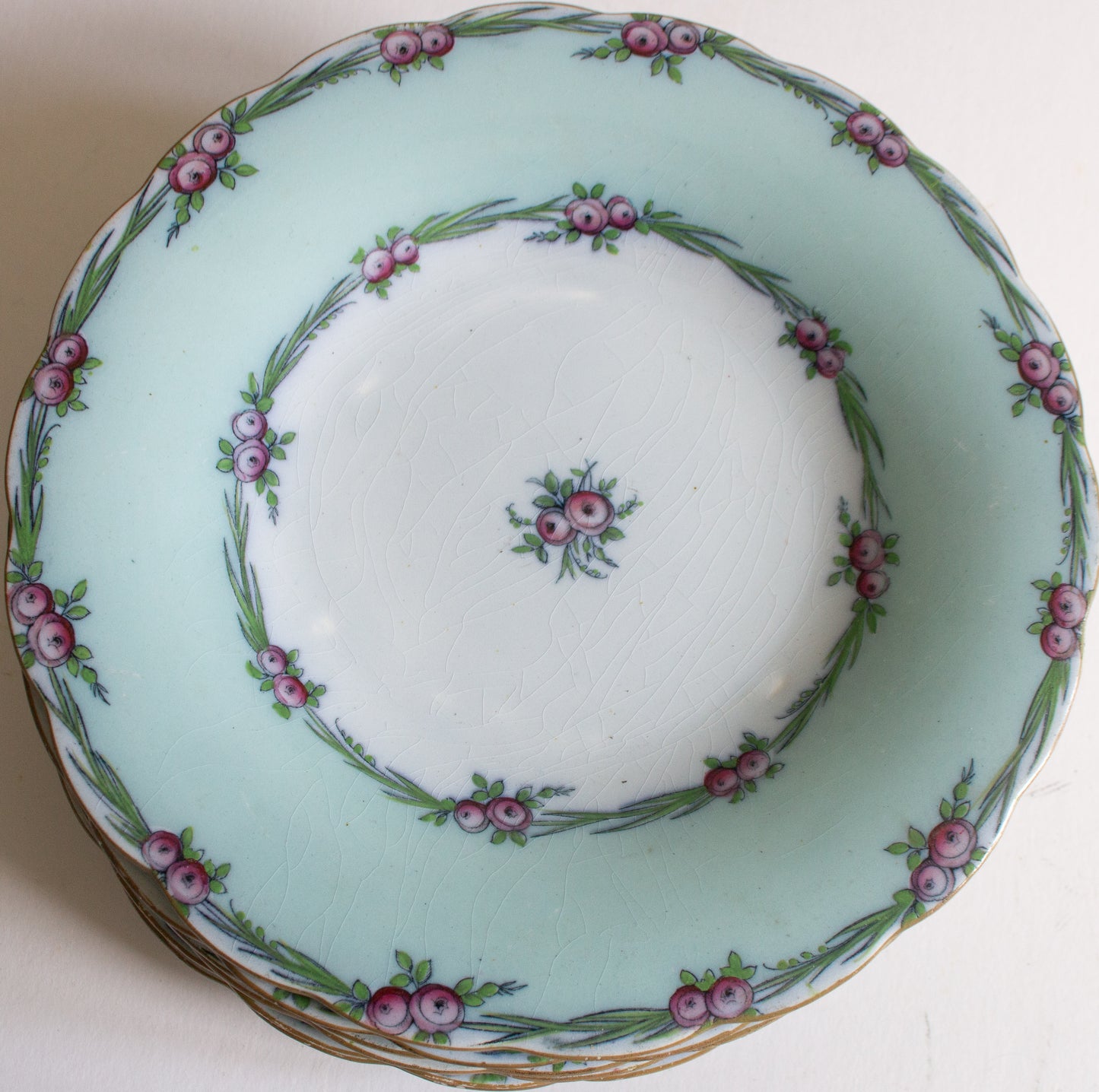 Antique Charles Meigh & Son 'Improved Feldspar' Floral Blue 9" Plates (6)