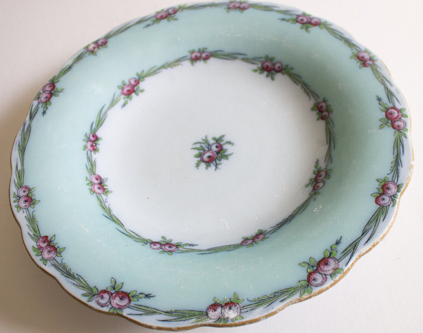 Antique Charles Meigh & Son 'Improved Feldspar' Floral Blue Comport or Cake Stand