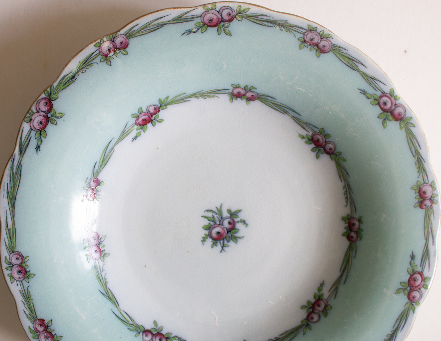 Antique Charles Meigh & Son 'Improved Feldspar' Floral Blue Comport or Cake Stand