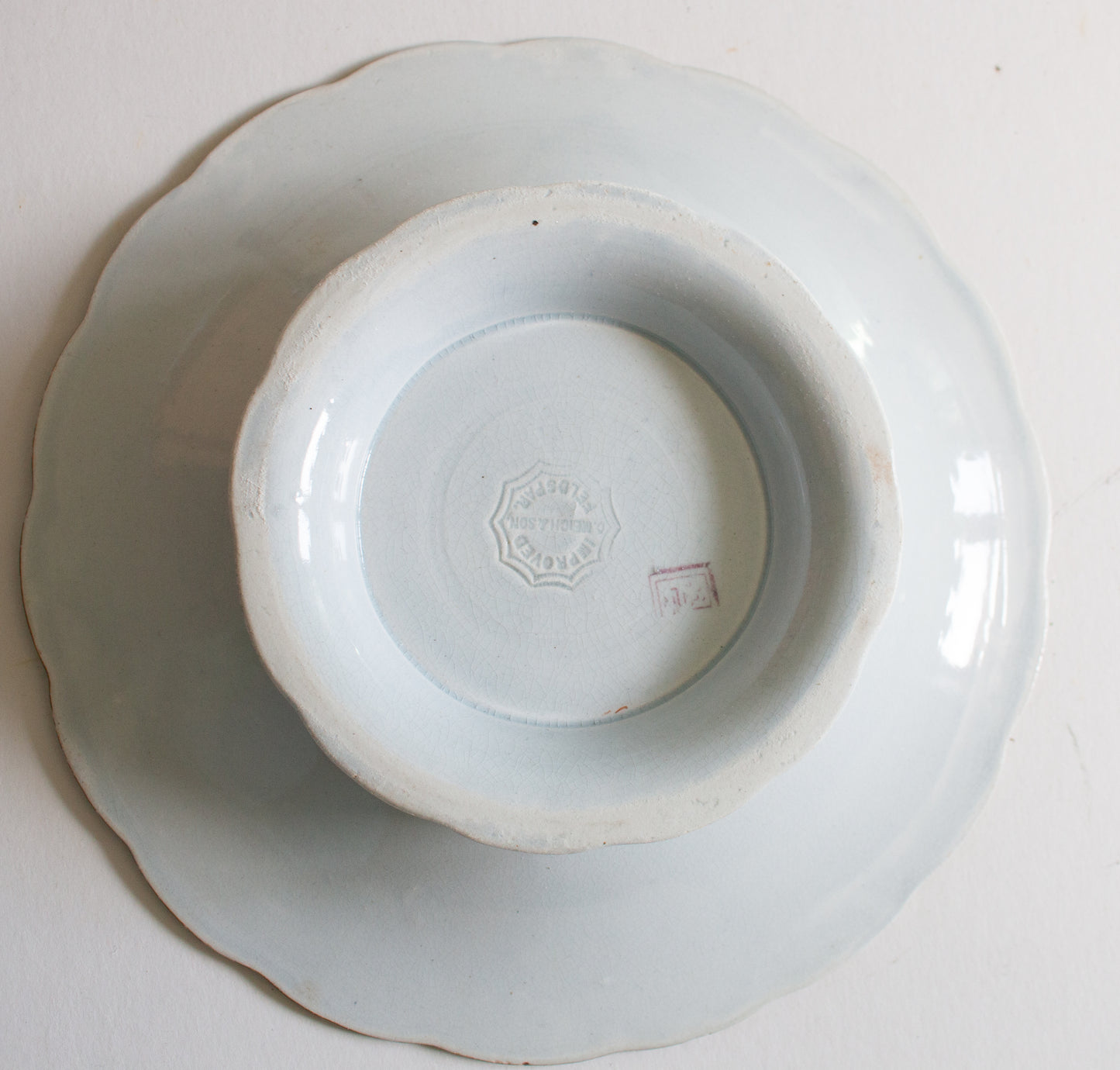 Antique Charles Meigh & Son 'Improved Feldspar' Floral Blue Comport or Cake Stand