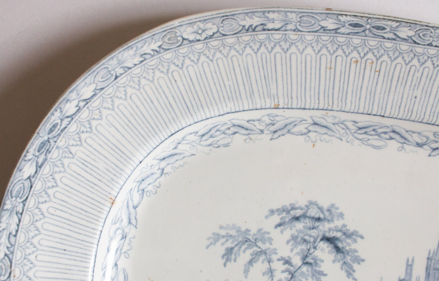 Antique William Brownfield & Sons Blue and White Transferware 15.5" Serving Platter
