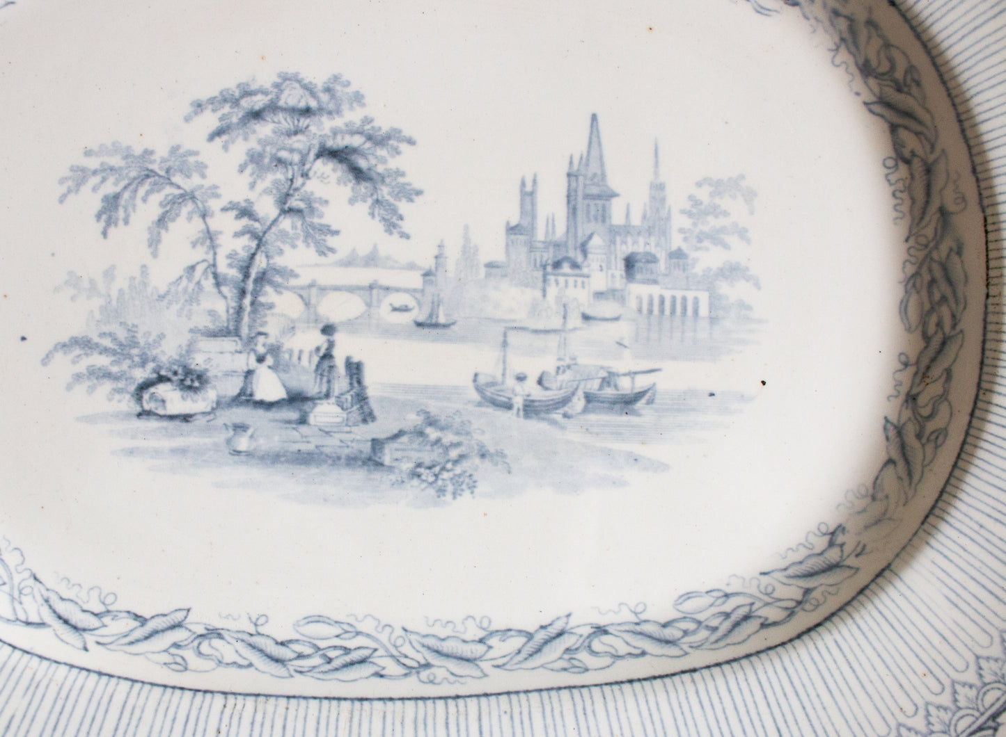 Antique William Brownfield & Sons Blue and White Transferware 15.5" Serving Platter