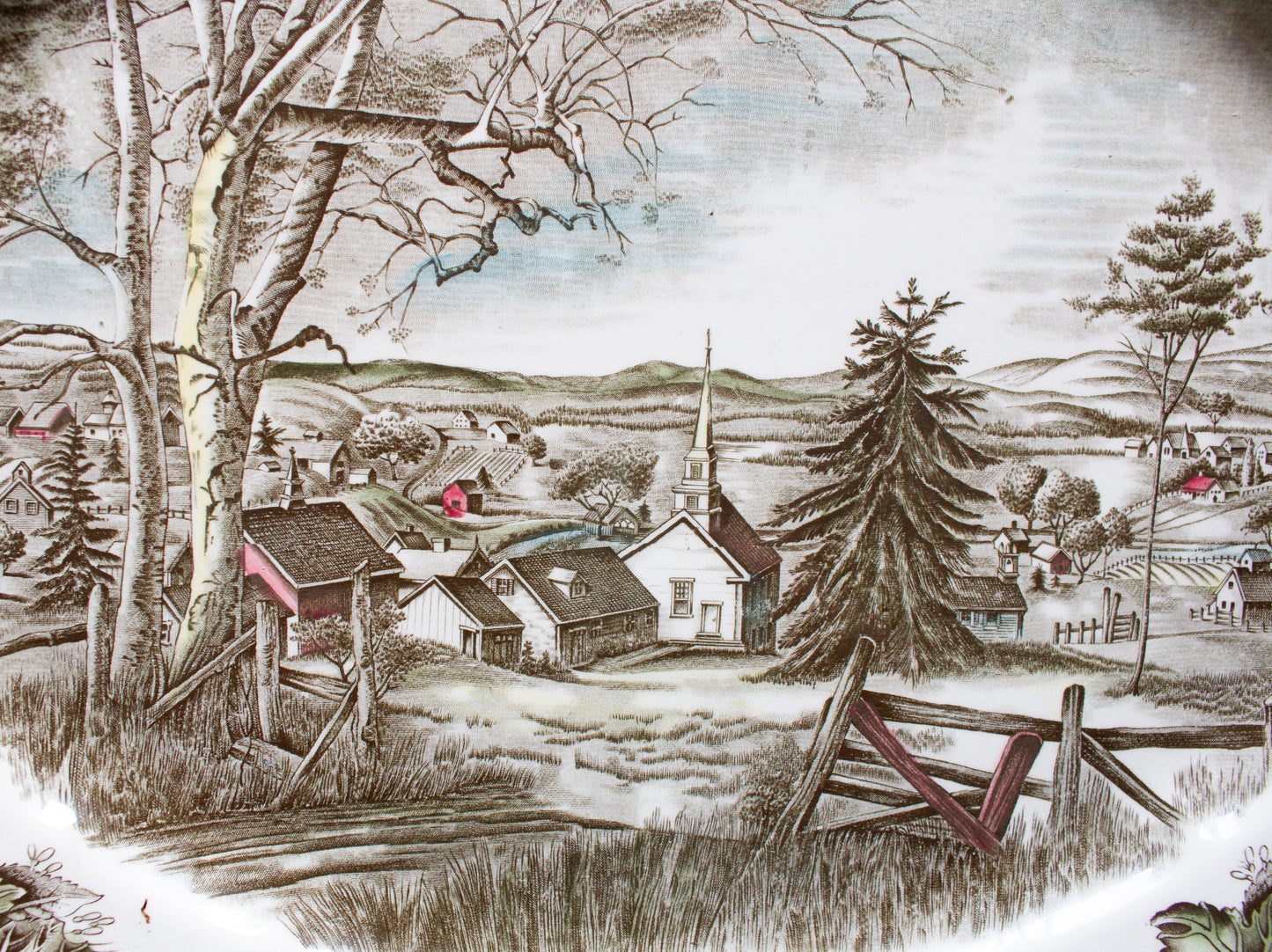 Johnson Brothers 'The Friendly Village' Pattern Brown and White Transferware 20" Serving Platter