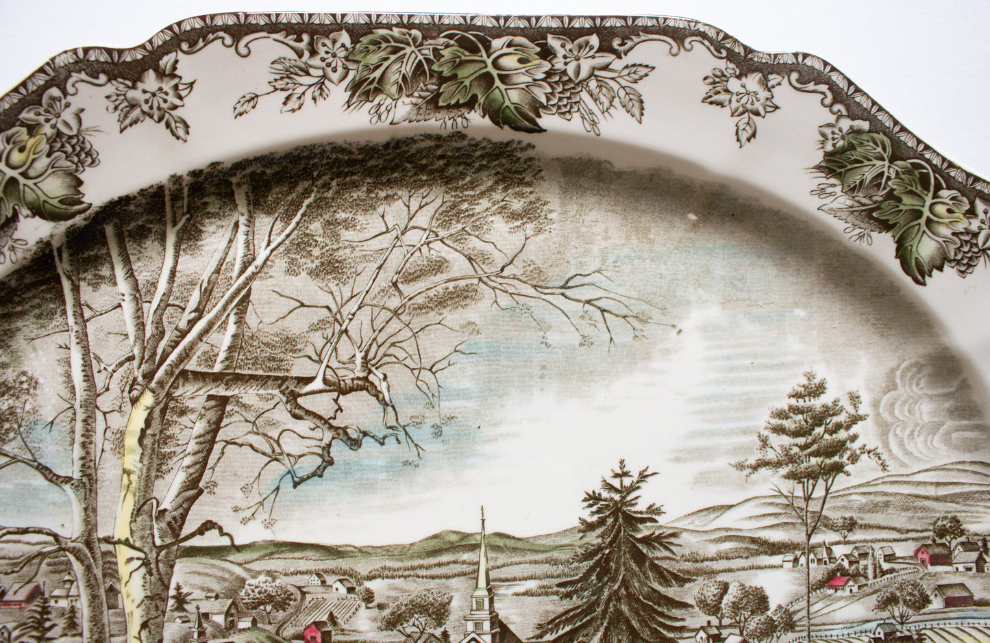 Johnson Brothers 'The Friendly Village' Pattern Brown and White Transferware 20" Serving Platter