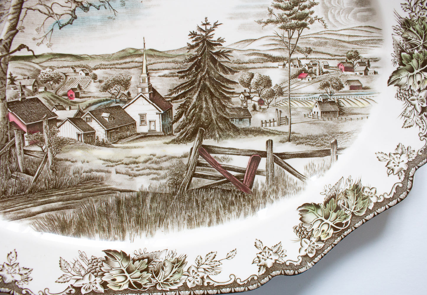 Johnson Brothers 'The Friendly Village' Pattern Brown and White Transferware 20" Serving Platter