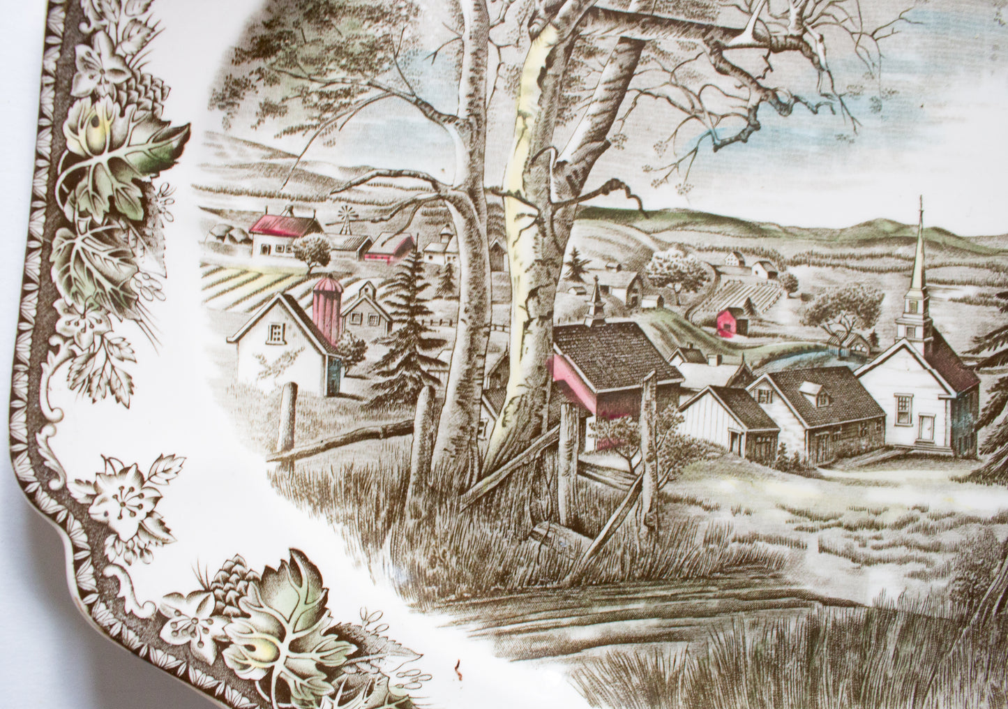 Johnson Brothers 'The Friendly Village' Pattern Brown and White Transferware 20" Serving Platter