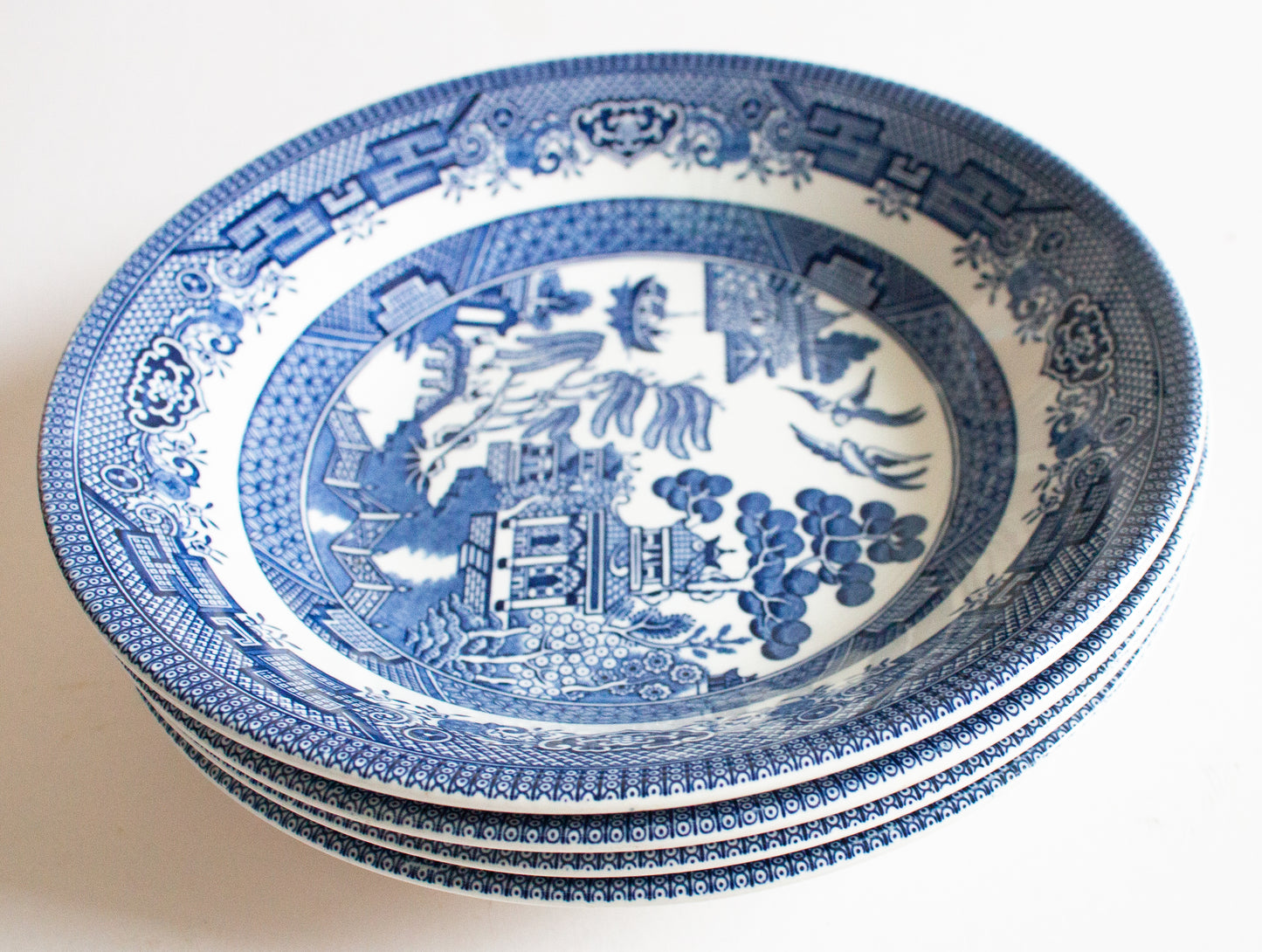 Churchill China 'Willow' Pattern Soup Bowls (4)
