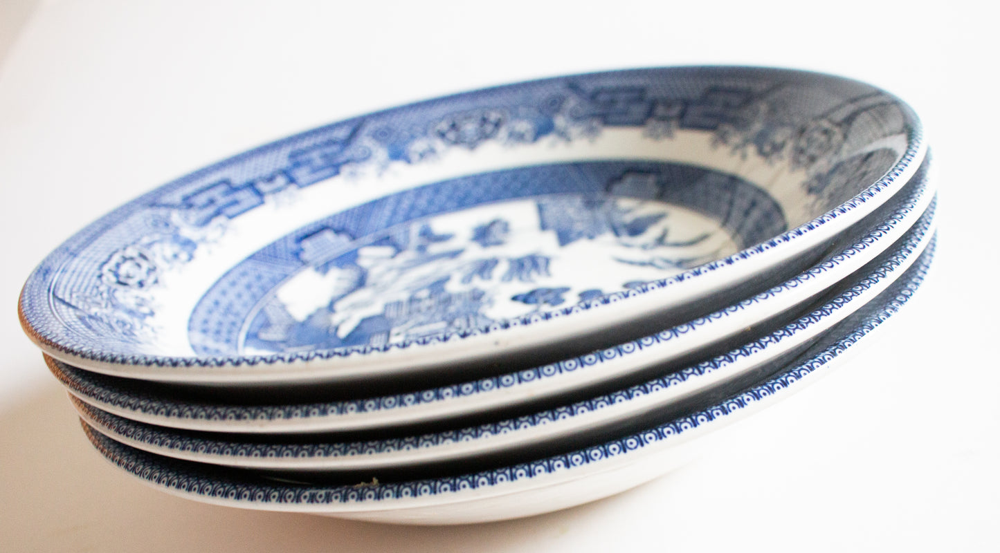 Churchill China 'Willow' Pattern Soup Bowls (4)