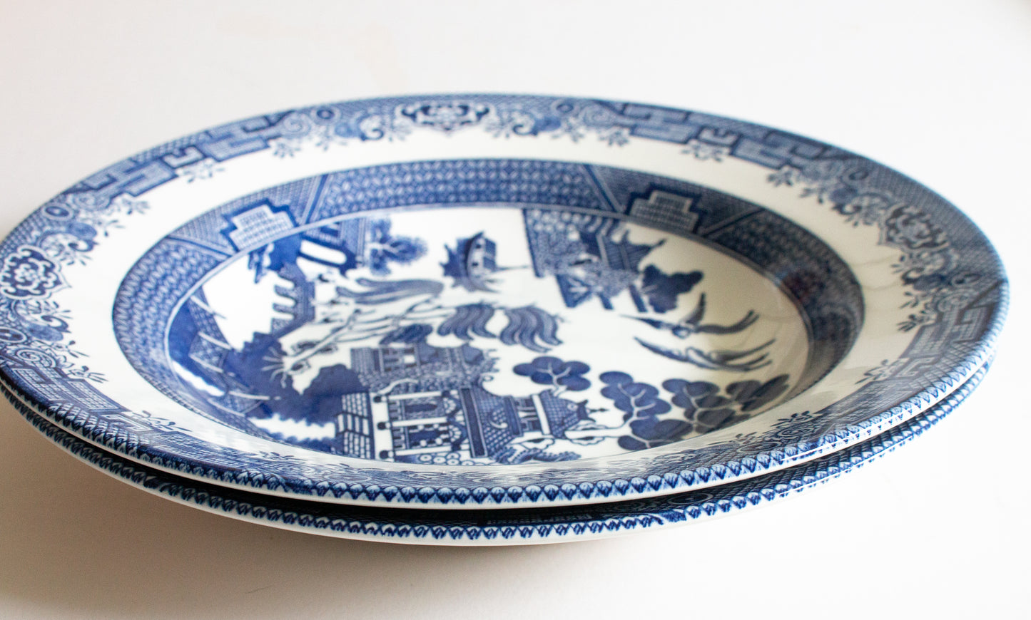 Large Churchill China 'Willow' Pattern Serving Bowls (2)