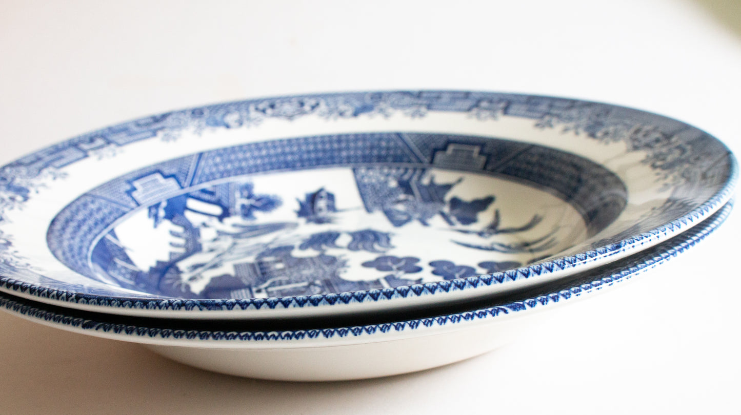 Large Churchill China 'Willow' Pattern Serving Bowls (2)
