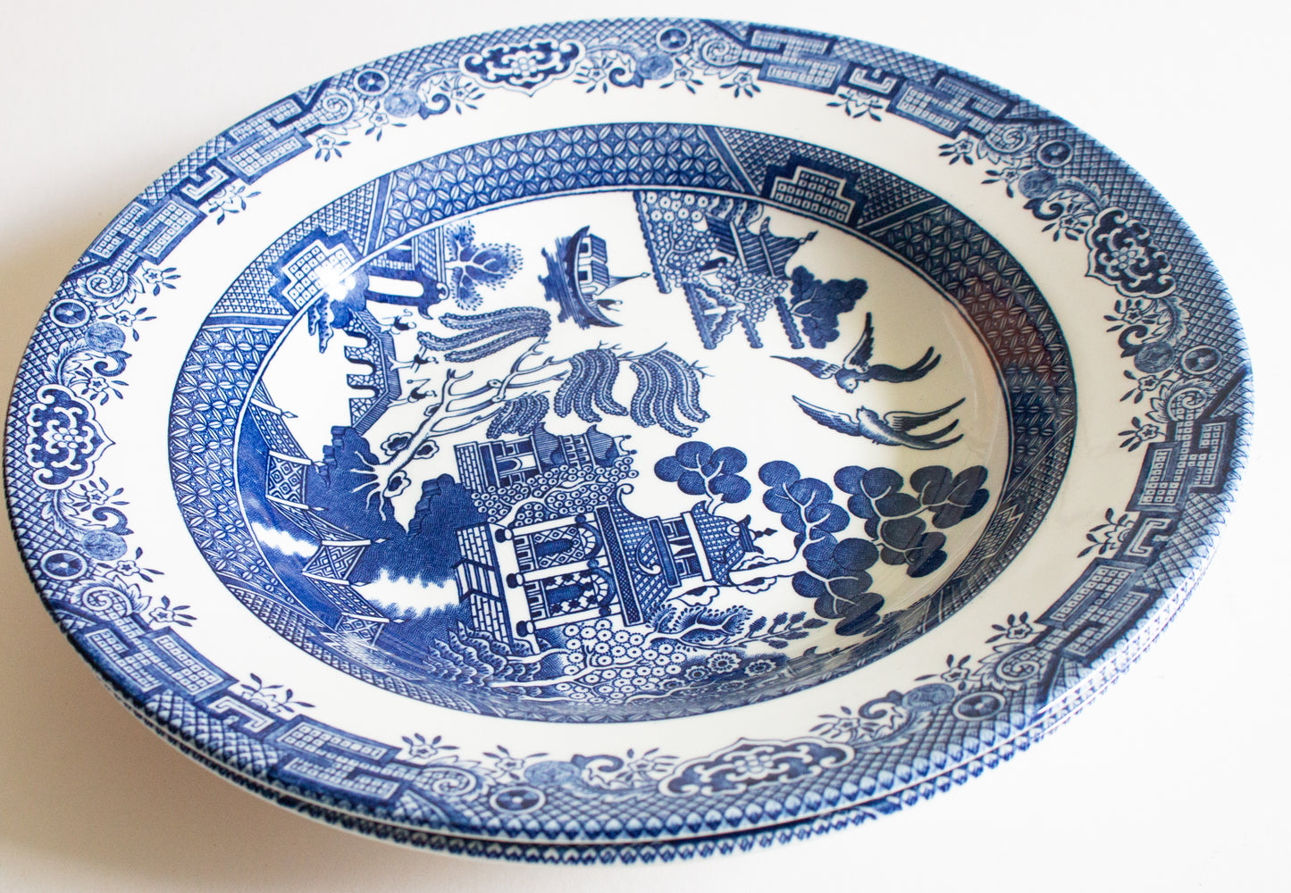 Large Churchill China 'Willow' Pattern Serving Bowls (2)