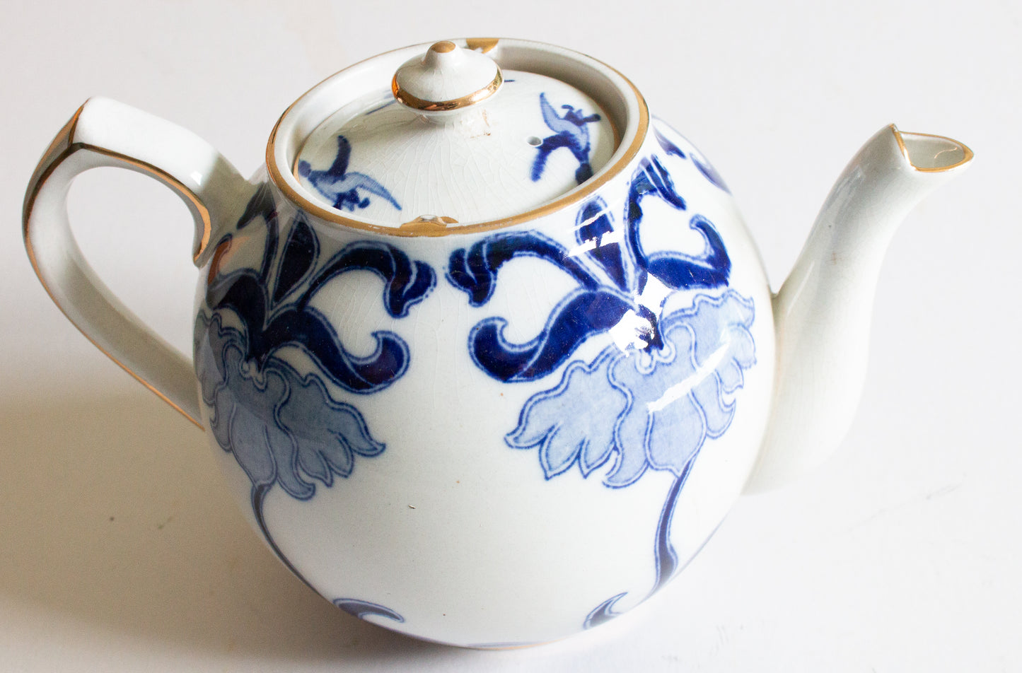 W. H. B. 'Iran' Pattern Blue and White Transferware Teapot