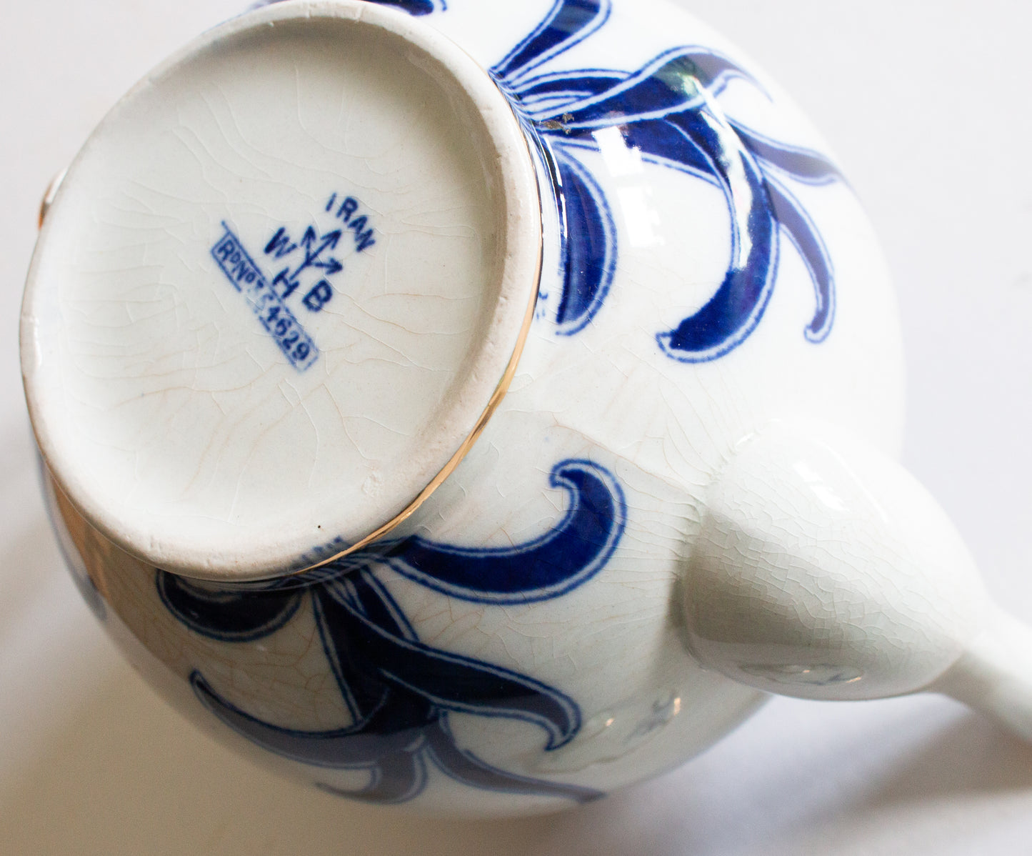 W. H. B. 'Iran' Pattern Blue and White Transferware Teapot