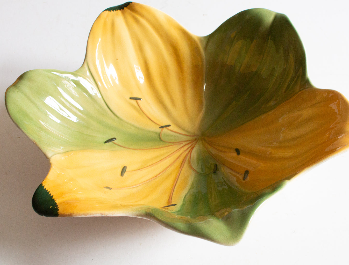 Vintage Yellow and Green 'Petal' Shorter & Son Moulded Floral Dish