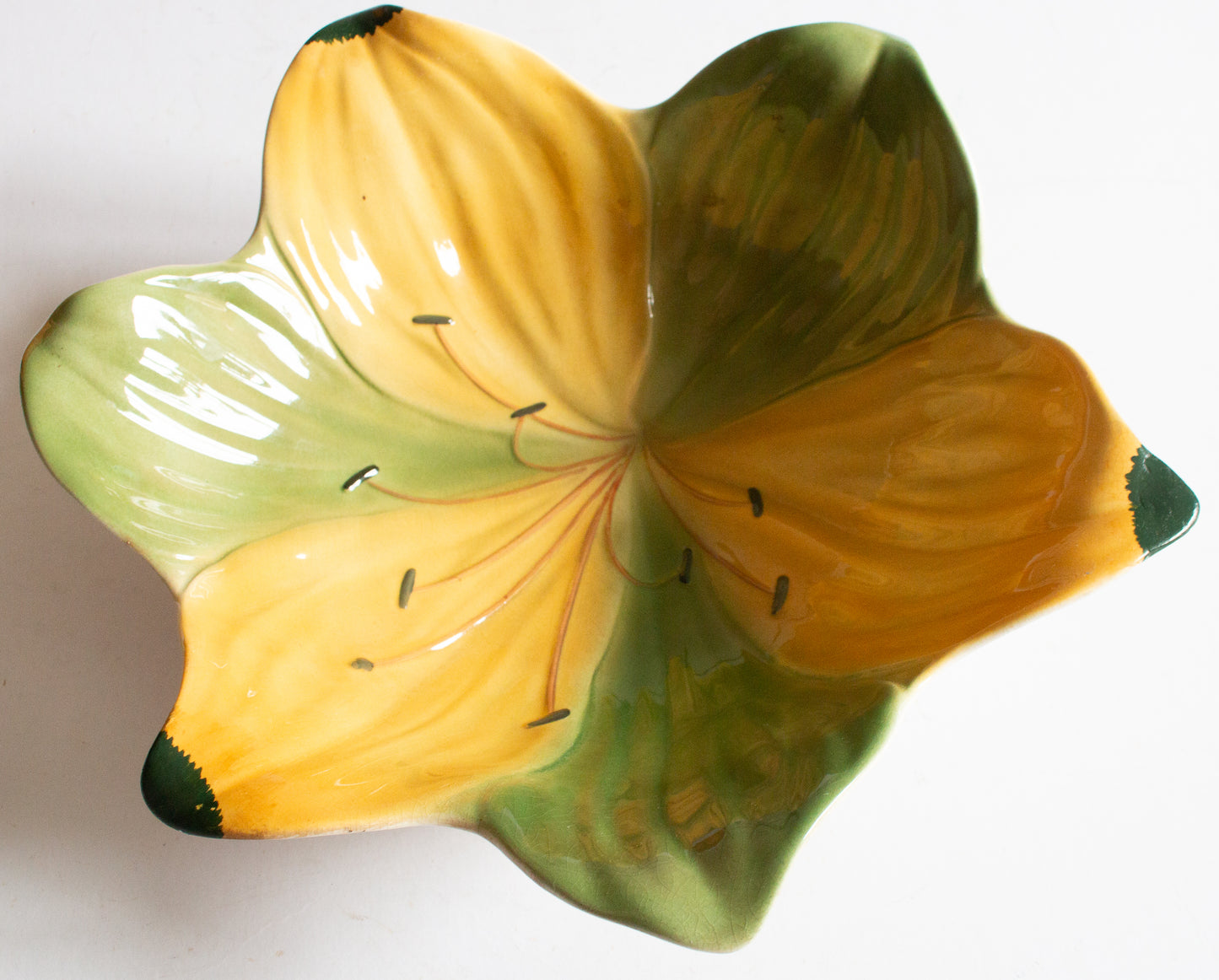 Vintage Yellow and Green 'Petal' Shorter & Son Moulded Floral Dish