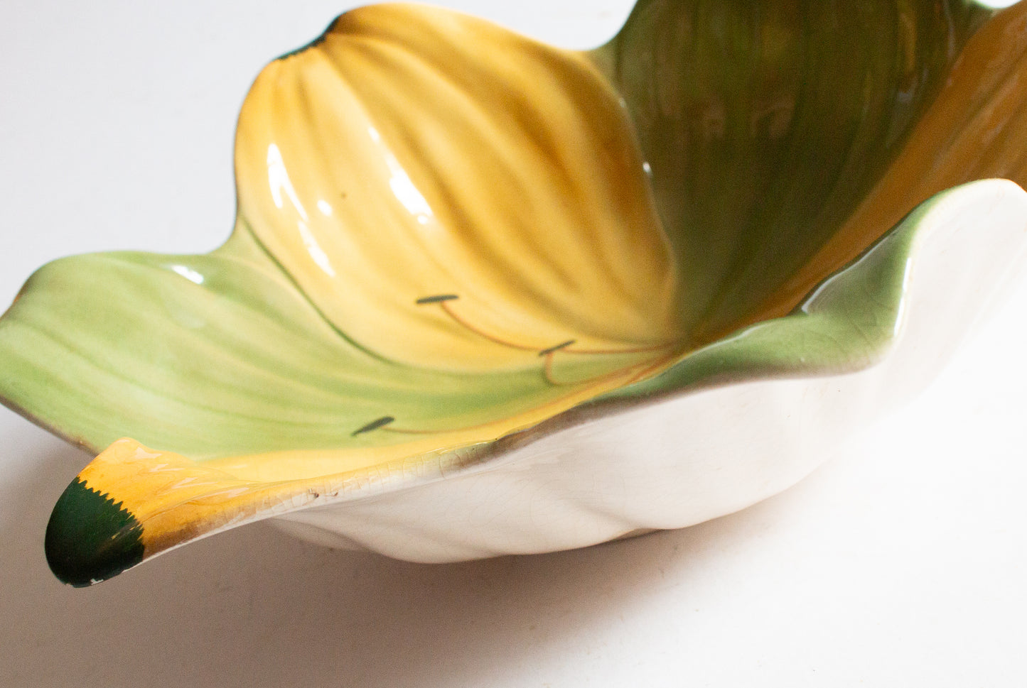 Vintage Yellow and Green 'Petal' Shorter & Son Moulded Floral Dish