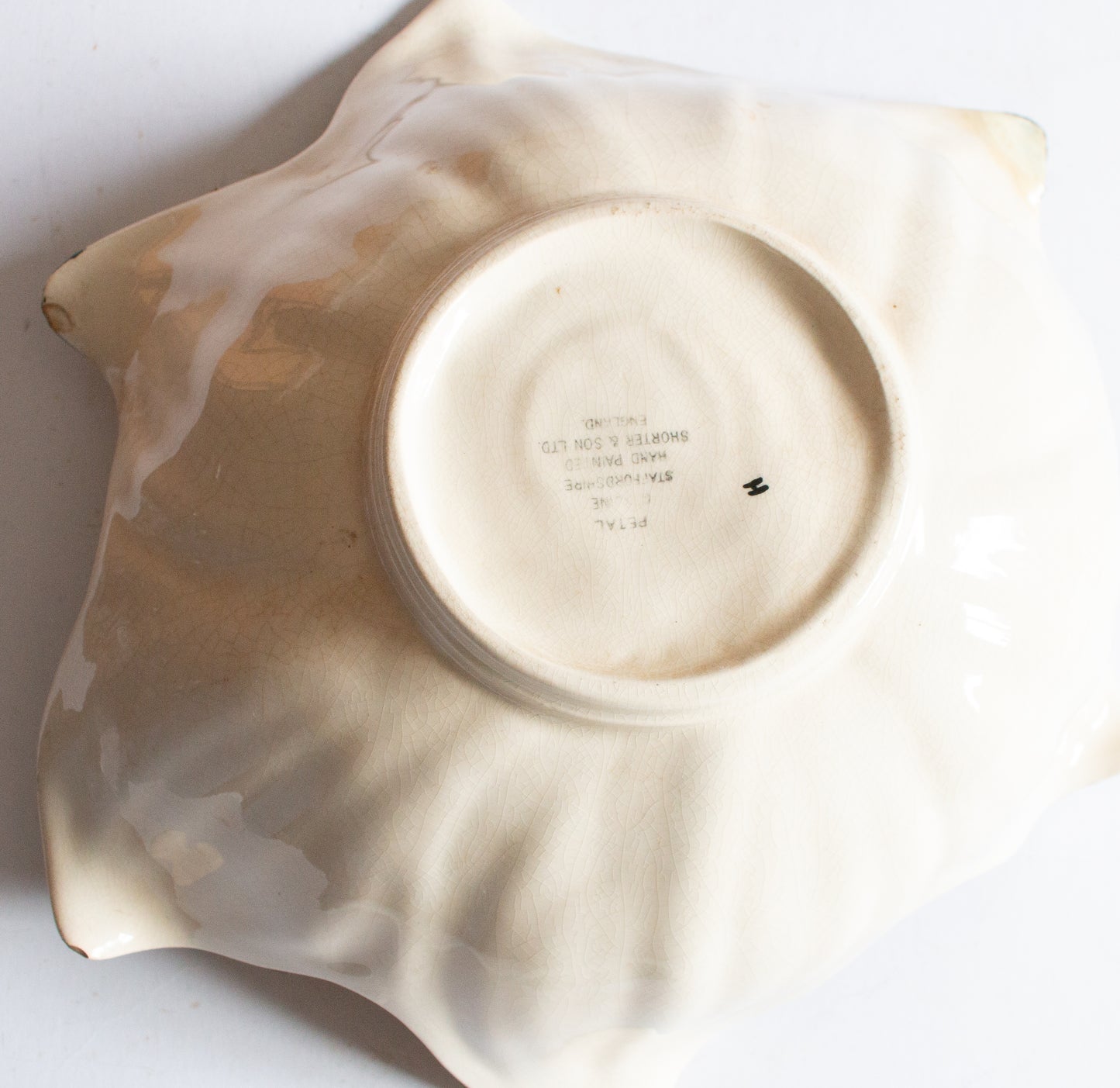 Vintage Yellow and Green 'Petal' Shorter & Son Moulded Floral Dish