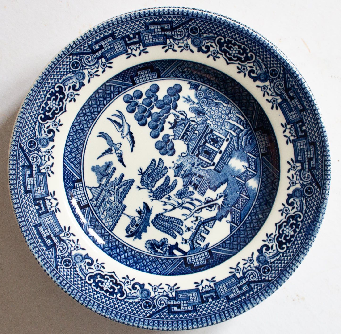 Churchill China 'Willow' Pattern Blue and White Transferware 6.5" Side Plates (4)