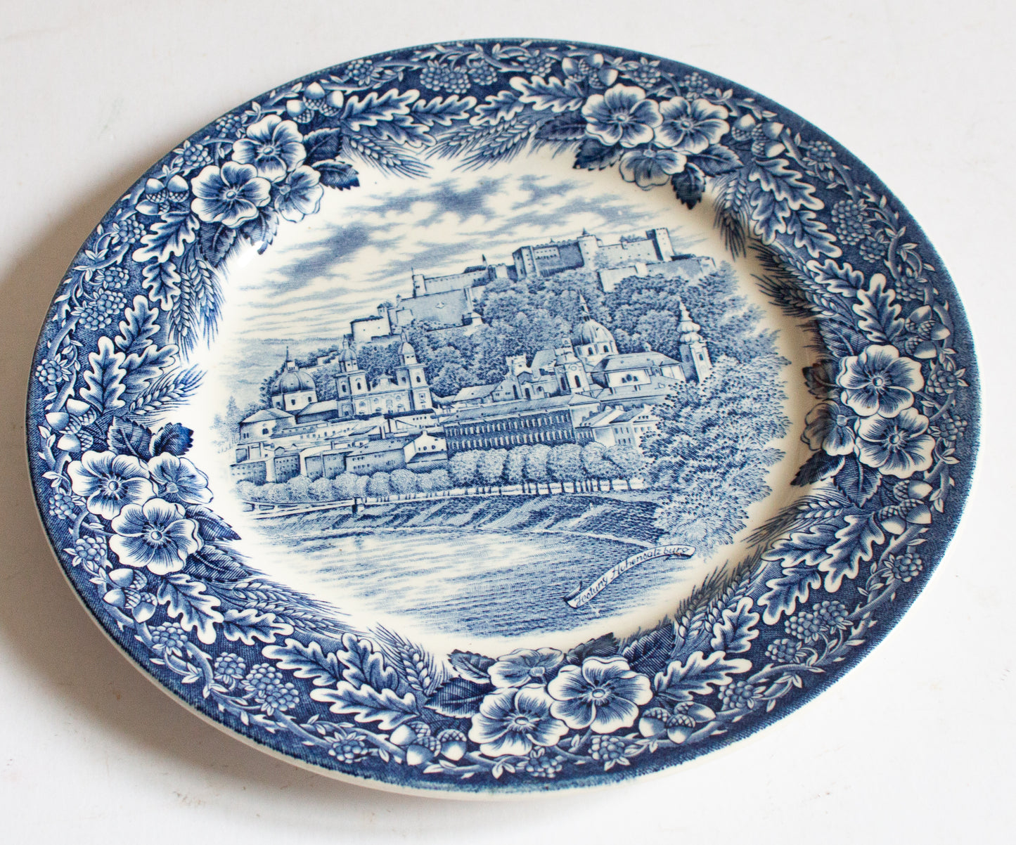 Broadhurst Staffordshire Ironstone 'Austrian Castles' Pattern Blue and White Transferware 9.75" Plate
