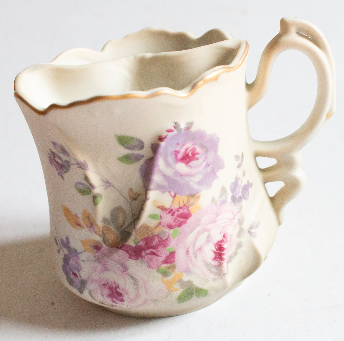 Nippon Hand Painted Mid Century Shaving Mug with Floral Detail