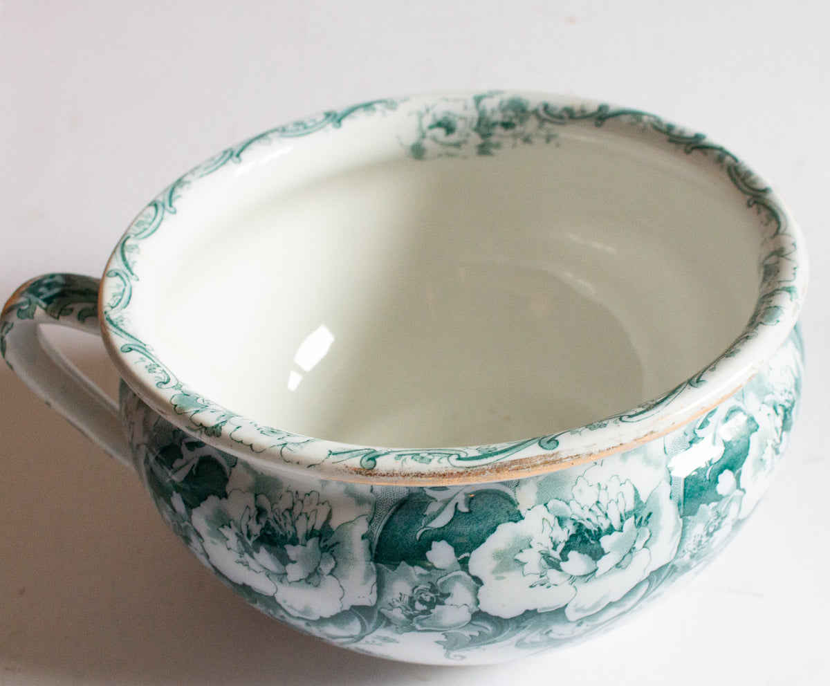Antique Alfred Mekain Blue and White Transferware Chamber Pot