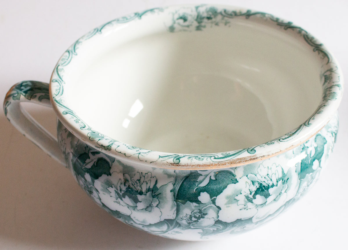 Antique Alfred Mekain Blue and White Transferware Chamber Pot