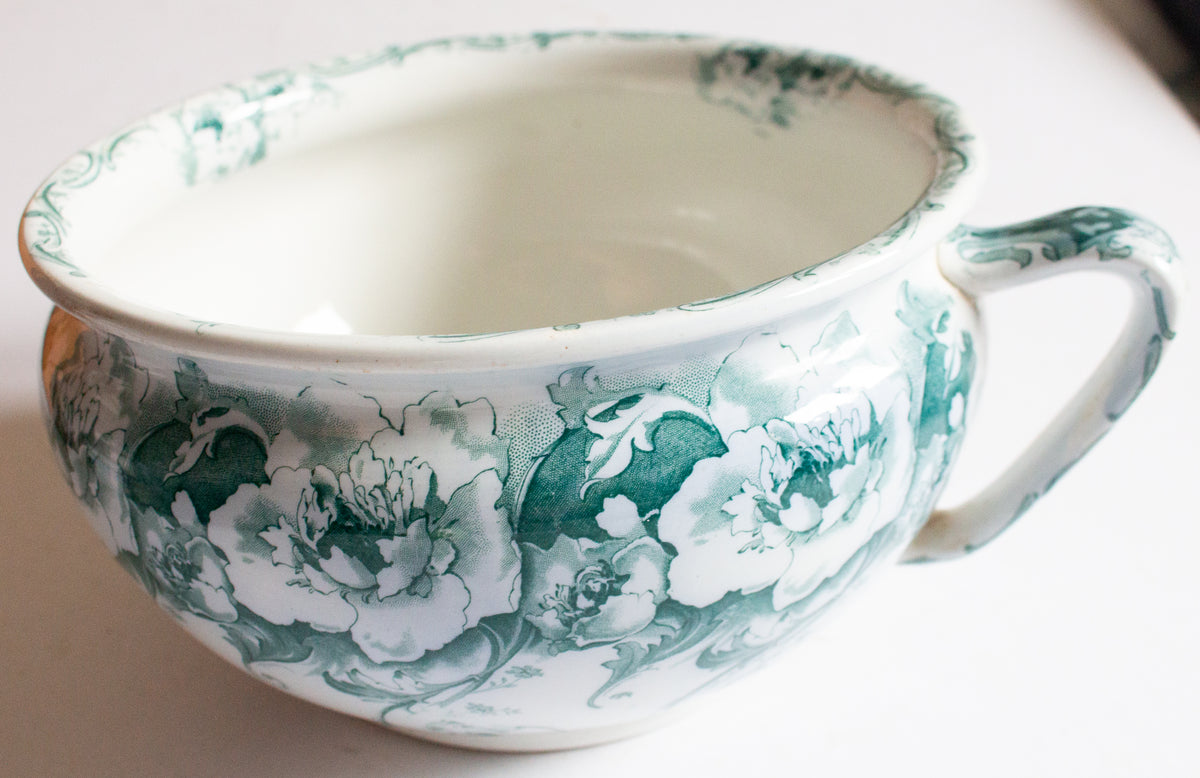 Antique Alfred Mekain Blue and White Transferware Chamber Pot