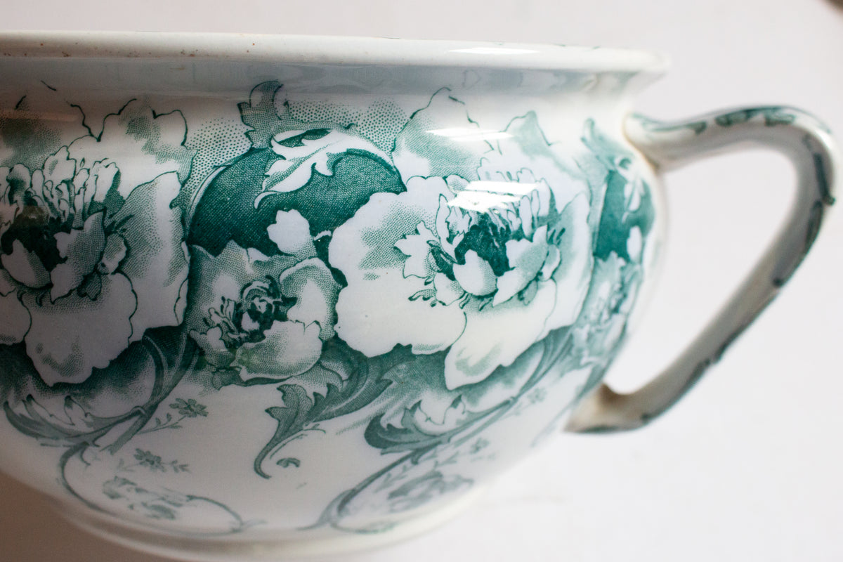 Antique Alfred Mekain Blue and White Transferware Chamber Pot