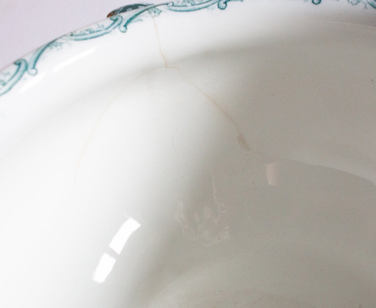 Antique Alfred Mekain Blue and White Transferware Chamber Pot