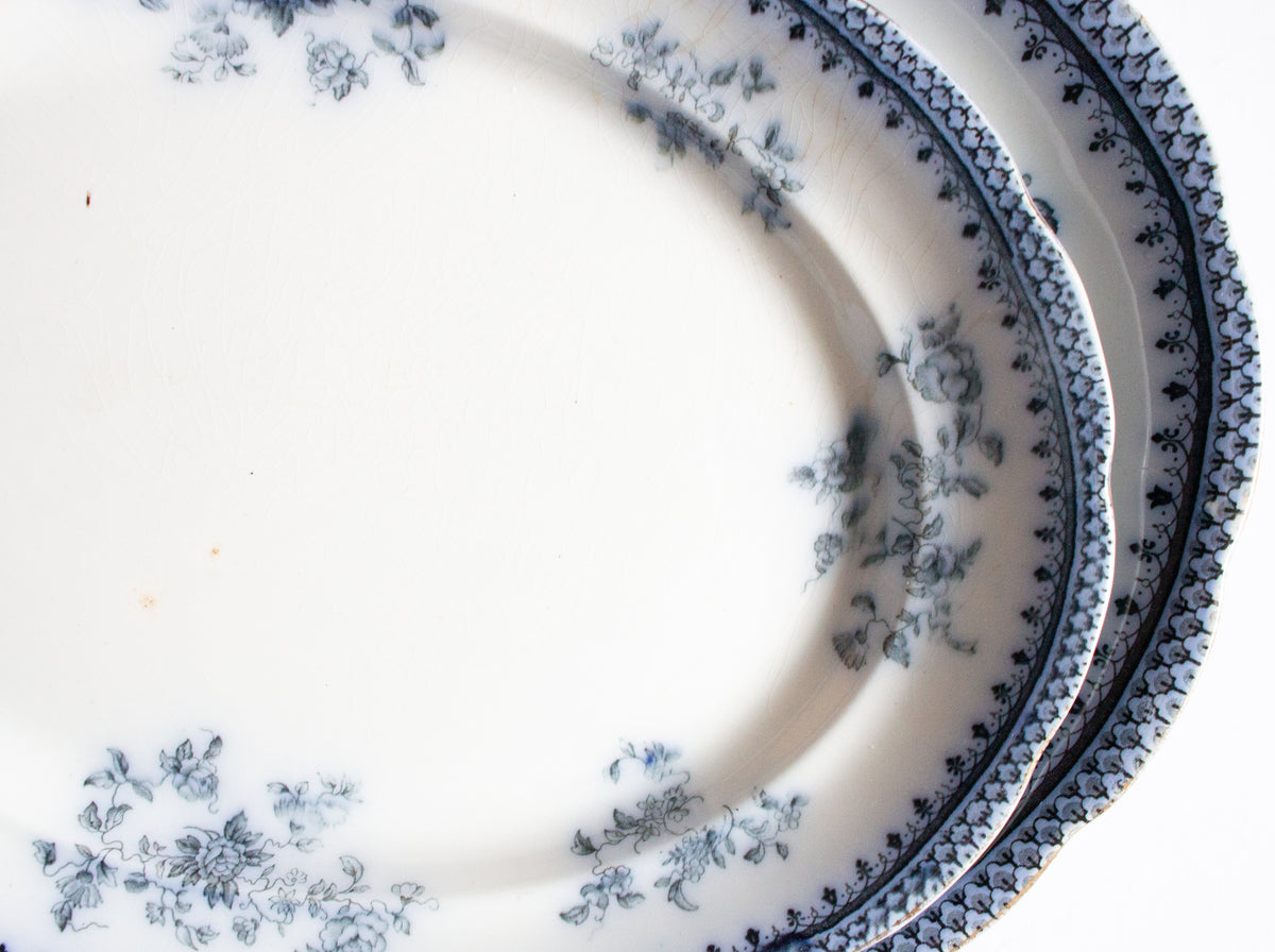 Burgess & Leigh Middleport Pottery Burslem England 'Florida' Pattern Flow Blue 14" and 16" Serving Platters (2)