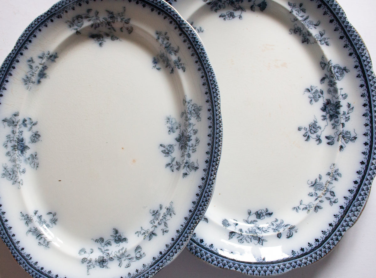 Burgess & Leigh Middleport Pottery Burslem England 'Florida' Pattern Flow Blue 14" and 16" Serving Platters (2)