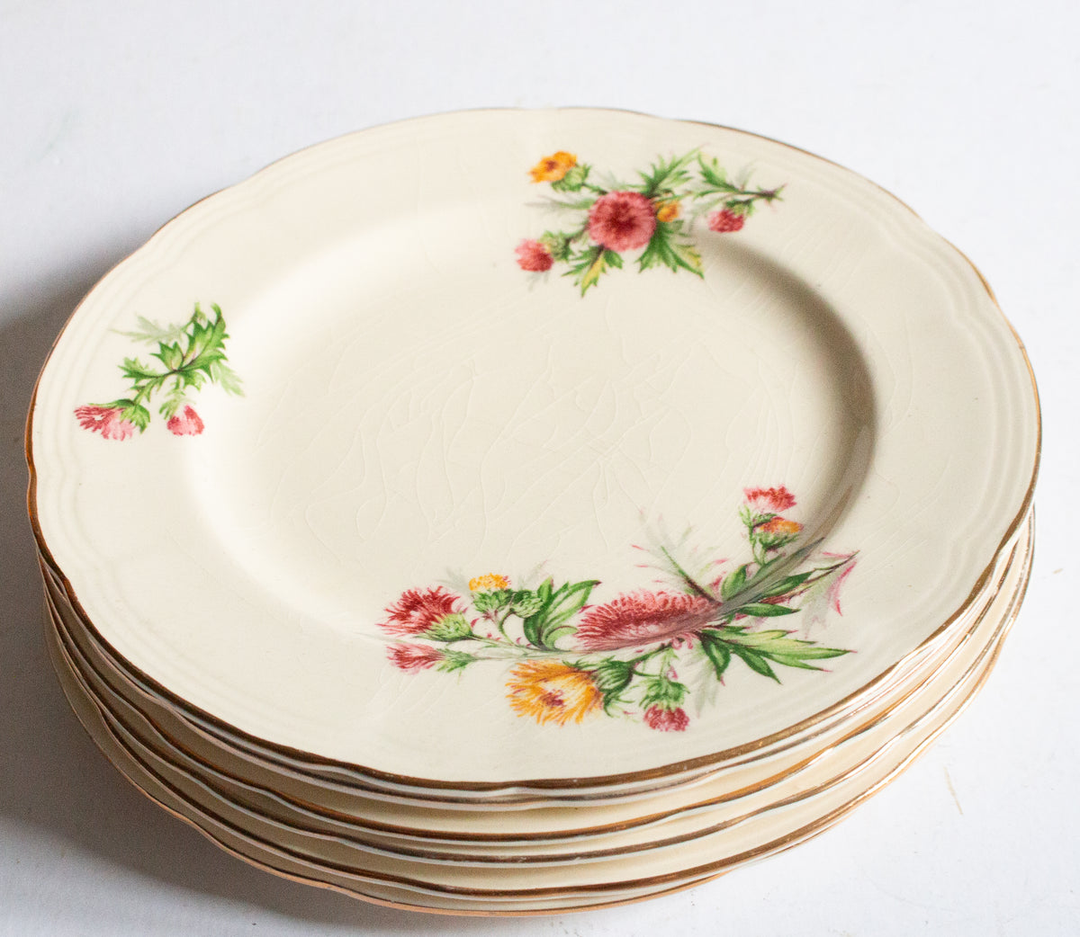 Alfred Meakin England 'Thistle' Pattern 7" Side Plates (6),
