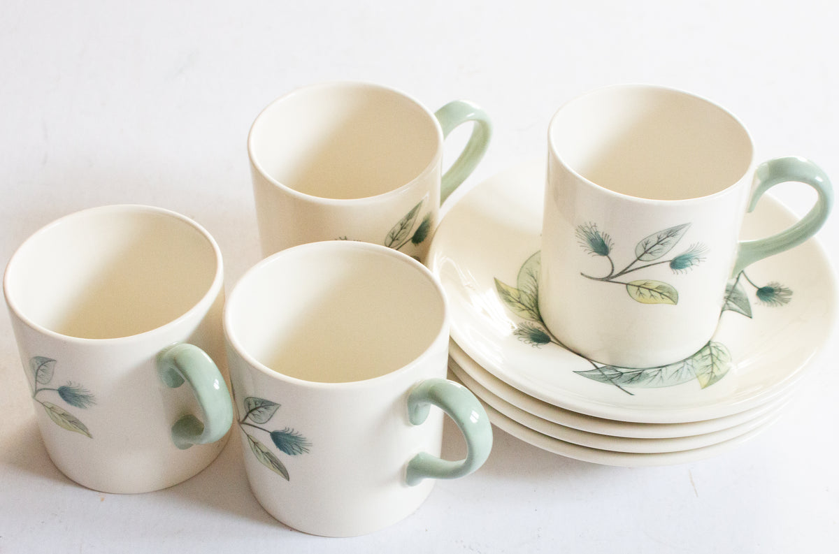 Wedgwood 'Woodbury' Pattern Coffee Cups and Saucers (4)