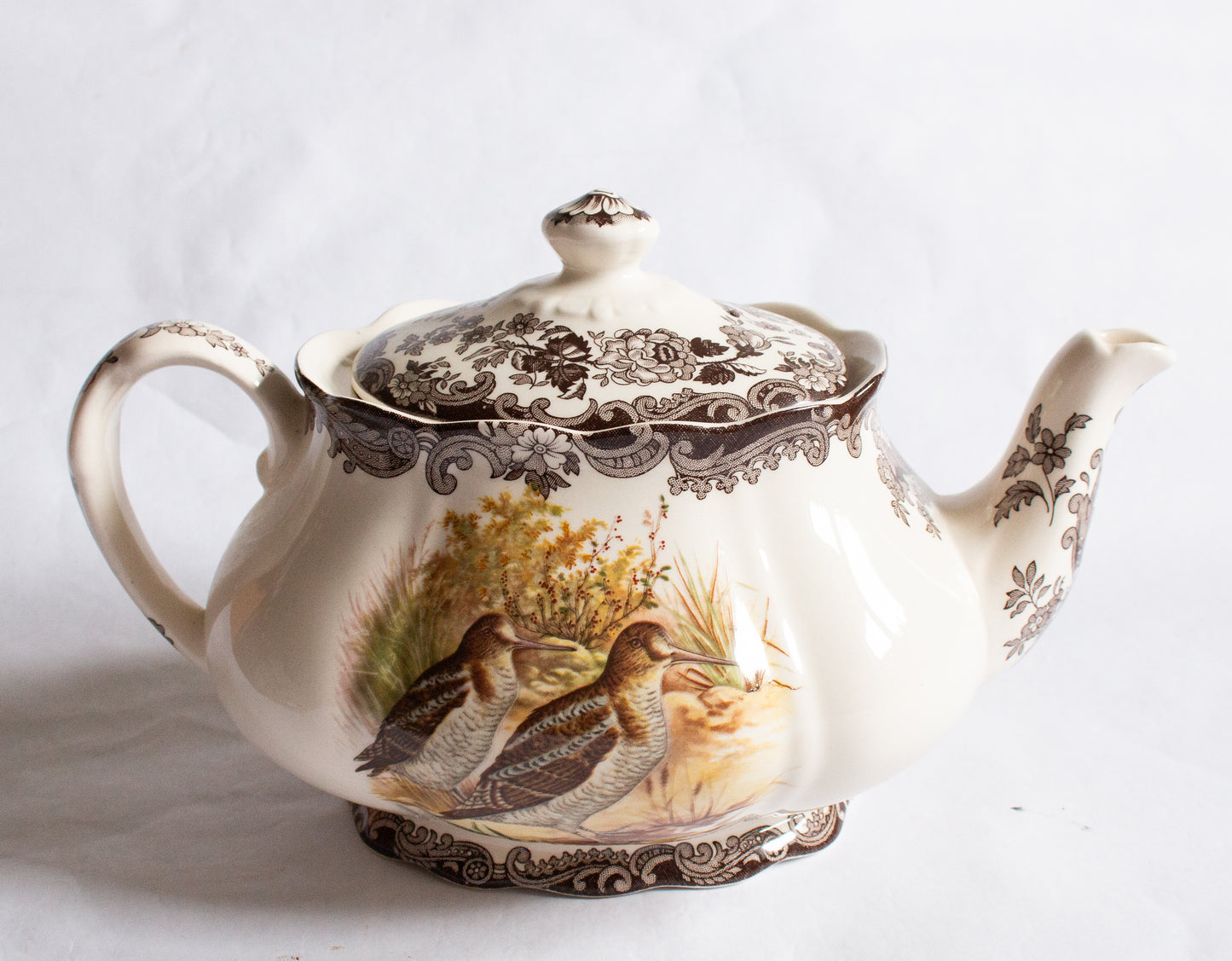 Royal Worcester Palissy England 'Game Series' Pattern Brown and White Large Teapot