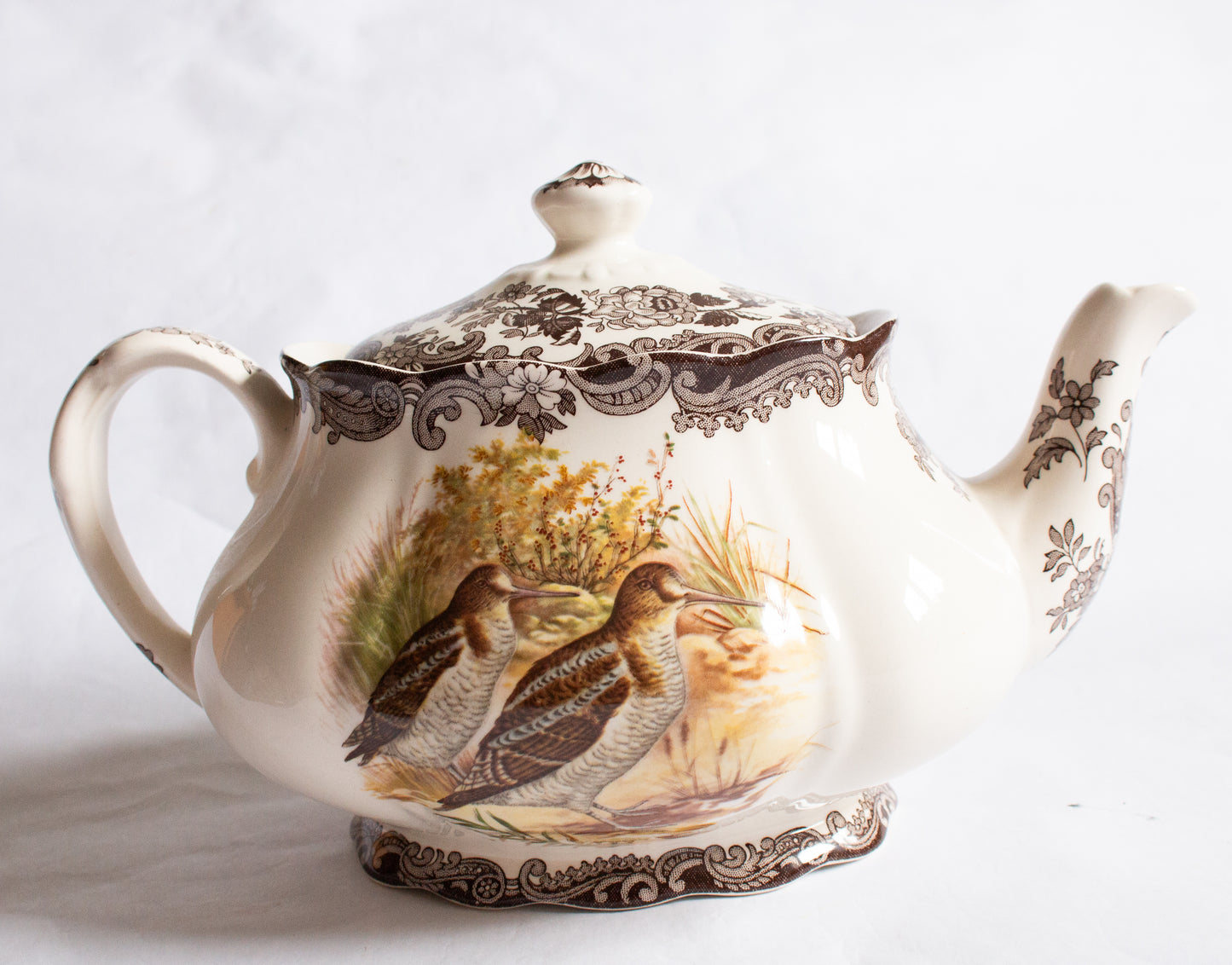 Royal Worcester Palissy England 'Game Series' Pattern Brown and White Large Teapot